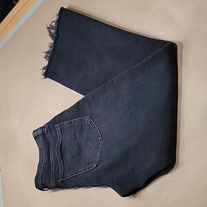 GAP Size 28 Kick Fit High Rise Black Jeans, Raw / Frayed Hem, Wide Leg, EUC